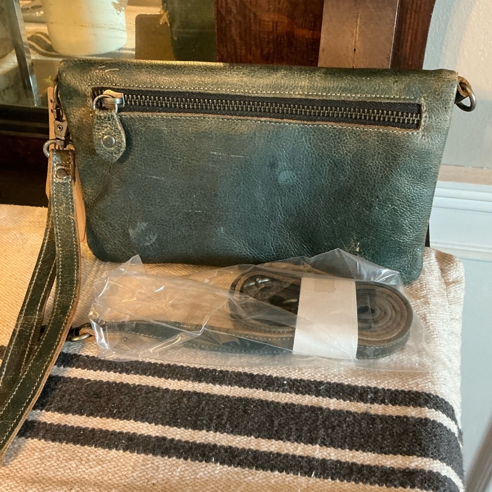 NWT Bed Stu Leather Cadence Wallet Wristlet Crossbody Bag Dark Teal Lux MSRP 175 - Picture 12 of 14